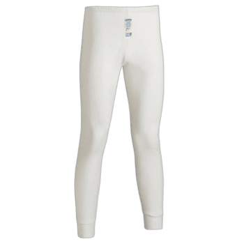 White racing trousers from Grand Prix Racewear, designed for motorsport safety and comfort, featuring a sleek fit and durable fabric.