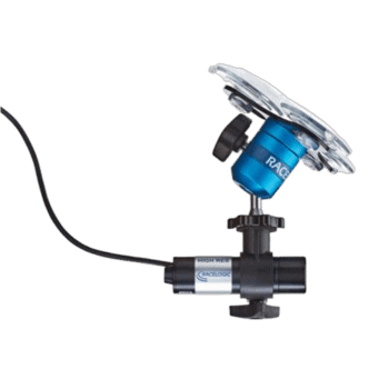 High-performance racing telemetry sensor with blue and black components for motorsport data collection.