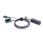 Electronic racing equipment cable with connectors, used in Grand Prix racewear for data and power transmission.