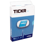 Wahoo TICKR heart rate monitor in packaging, designed for fitness tracking and Bluetooth connectivity.