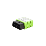 OBD2 diagnostic scanner connector with green casing for vehicle diagnostics and troubleshooting.