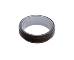 Close-up of a black rubber sealing ring, used in racing car assemblies for secure fittings and leak prevention.