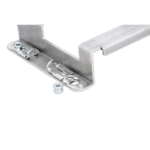 Close-up of a metal racing car part with screws and a transparent tube, used in Grand Prix racewear.