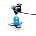 High-speed racing camera mounted on a suction cup for motorsport photography and analysis.