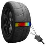 Tire wear analysis using a sensor strip on a racing tyre for Grand Prix Racewear.