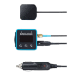 RaceLogic data logger and microphone for motorsport telemetry and analysis, featuring compact design and multiple connection ports.