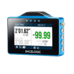 Racelogic lap timer device used in motorsport for precise lap timing and performance analysis.