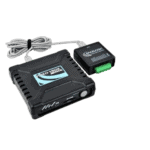 Racelogic Video VBOX device with connecting cables, used for automotive data logging and analysis.