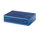 Racelogic VBOX Mini Input Module for racing telemetry and data logging, compact and blue.