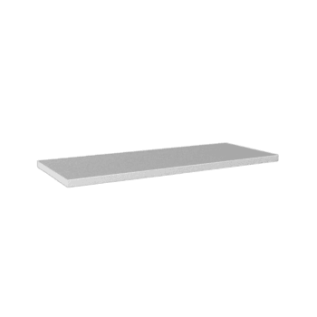Galvanized steel worktop with smooth surface, ideal for industrial or workshop use, featured in a professional setting.