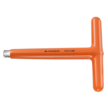 Facom VSE series 1,000 Volt insulated 1/2 handle S.121AVSE, orange electrical tool for high-voltage work.