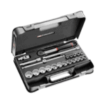 Facom 22-piece 1/2 inch 12-point sockets set S.161-2P12U for automotive and mechanical work.
