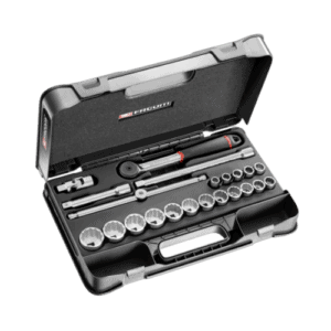 Facom 22-piece 1/2 inch 12-point sockets set S.161-2P12U for automotive and mechanical work.