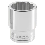 Facom S - 1/2 metric 12-point socket in polished chrome finish for automotive and mechanical use.