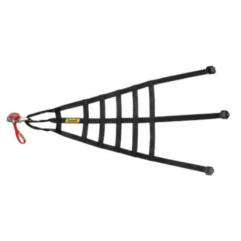Sabelt Racewear ladder for safety harnesses, black with red quick-release buckle, used in motorsport safety equipment.