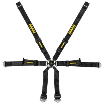 Grand Prix Racewear racing harness with five adjustable straps and metal buckles for motorsport safety.