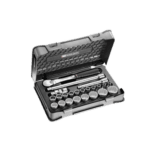 Grand Prix Racewear 23-piece metric 12-point socket set in a durable case for professional mechanics.