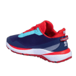 Red, blue, and white Grand Prix Racewear sneaker with sporty design and breathable mesh material.