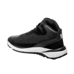 Black Grand Prix Racewear racing shoe with white sole, designed for motorsport enthusiasts and professional drivers.