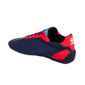 Grand Prix Racewear racing shoe in navy blue, red, and black with a sleek design for motorsport enthusiasts.