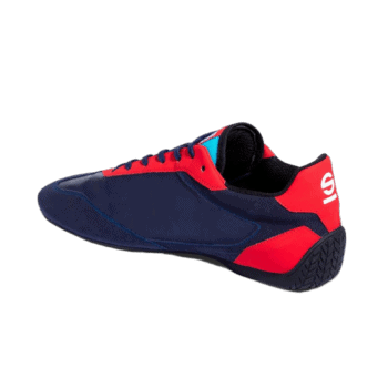 Grand Prix Racewear racing shoe in navy blue, red, and black with a sleek design for motorsport enthusiasts.