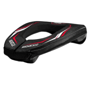 Sparco racing seat cushion with black, red, and white design for motorsport safety and comfort.