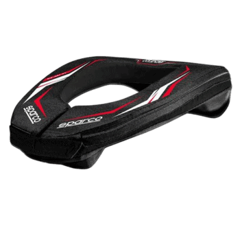 Sparco racing seat cushion with black, red, and white design for motorsport safety and comfort.
