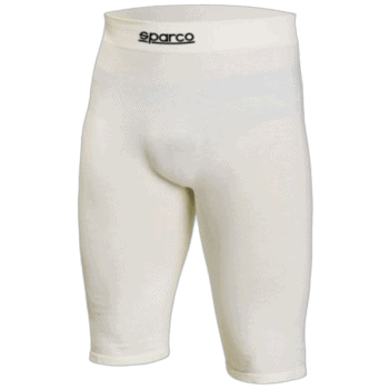 White Sparco racing compression shorts designed for motorsport drivers, featuring a comfortable fit and high-quality fabric for optimal performance.