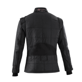 Black Grand Prix Racewear racing jacket with protective padding and high-quality materials for motorsport safety.