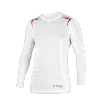 Grand Prix Racewear white racing jersey with red accents, designed for motorsport enthusiasts and professionals.