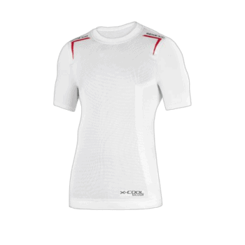 White Grand Prix Racewear racing jersey with red accents on shoulders, designed for motorsport enthusiasts and professionals.