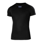 Black racing T-shirt from Grand Prix Racewear with Sparco logo, designed for motorsport enthusiasts and drivers.