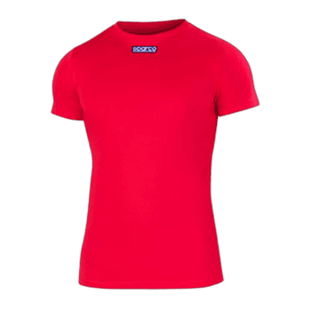Red Grand Prix Racewear T-shirt with Sparco logo, designed for motorsport enthusiasts and racers.
