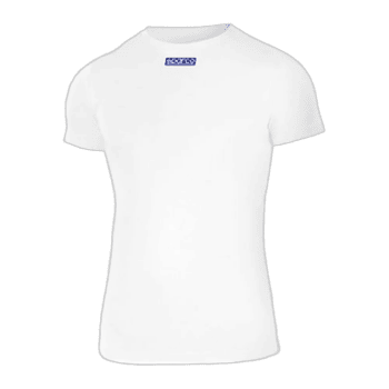 White Grand Prix Racewear T-shirt with blue logo, designed for motorsport enthusiasts and racers.
