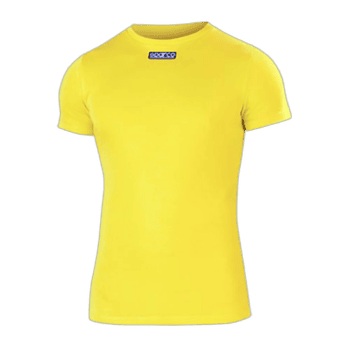 Yellow racing T-shirt from Grand Prix Racewear with logo detail, ideal for motorsport enthusiasts.
