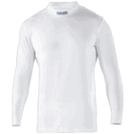 White long-sleeve racing shirt from Grand Prix Racewear with Sparco logo on collar, designed for motorsport enthusiasts and racers.