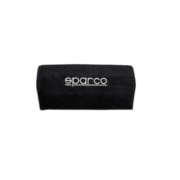 Sparco racing gear bag in black with white logo, ideal for motorsport enthusiasts and racewear storage.