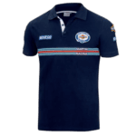 Grand Prix Racewear polo shirt featuring racing logos and sponsor patches, ideal for motorsport enthusiasts and team members.