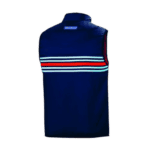 Grand Prix Racewear sleeveless racing vest in navy blue with red, white, and blue stripes, designed for motorsport enthusiasts and racers.