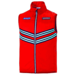 Red Grand Prix Racewear vest with blue and white racing stripes and Sparco logo, designed for motorsport safety and performance.