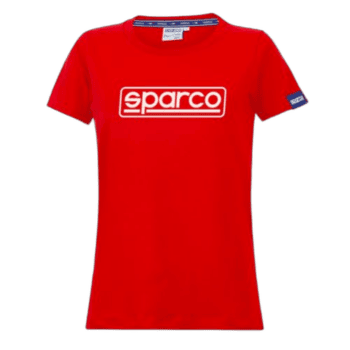 Red Grand Prix Racewear T-shirt with Sparco logo, ideal for motorsport enthusiasts and racing events.