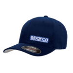 Blue Sparco baseball cap with white logo, ideal for motorsport enthusiasts and racewear fans.
