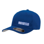 Blue Sparco racing cap with white logo, ideal for motorsport enthusiasts and racewear fans.
