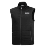 Black Grand Prix Racewear sleeveless vest with zip closure and logo on chest, designed for motorsport safety and comfort.