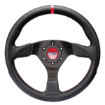 High-performance Sparco racing steering wheel with carbon fibre finish and red centre marker, ideal for motorsport enthusiasts.