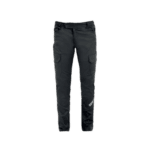 Black Grand Prix Racewear racing pants with protective padding and logo, designed for motorsport safety and performance.