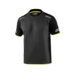 Black Grand Prix Racewear T-shirt with Sparco branding and yellow accents, designed for motorsport enthusiasts and racers.