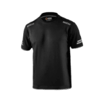 Black Grand Prix Racewear T-shirt with Sparco and Birel logos, designed for motorsport enthusiasts.