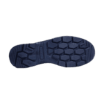 Close-up of a navy blue Sparco Martini Indy S3 racing shoe sole with hexagonal tread pattern for grip.