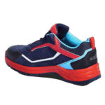 Sparco racing shoe in navy blue with red and light blue accents, designed for motorsport safety and performance.